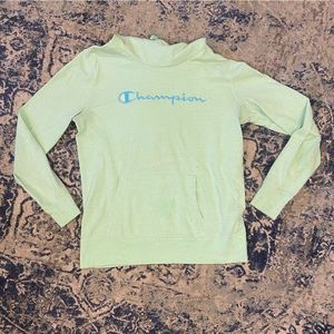 Champion Lightweight Sweatshirt Hoodie Blue Green, Size S